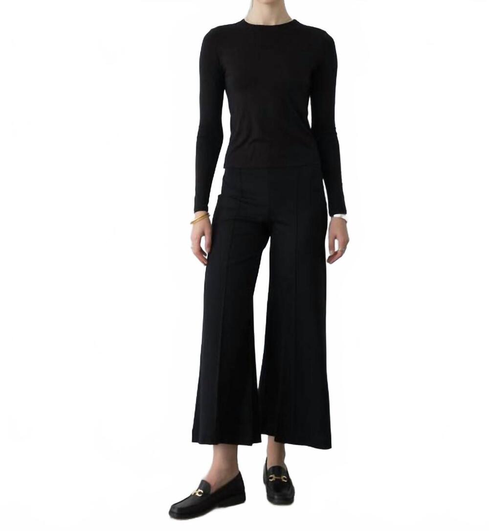 NEW RIPLEY RADER ponte knit cropped wide leg pant in black